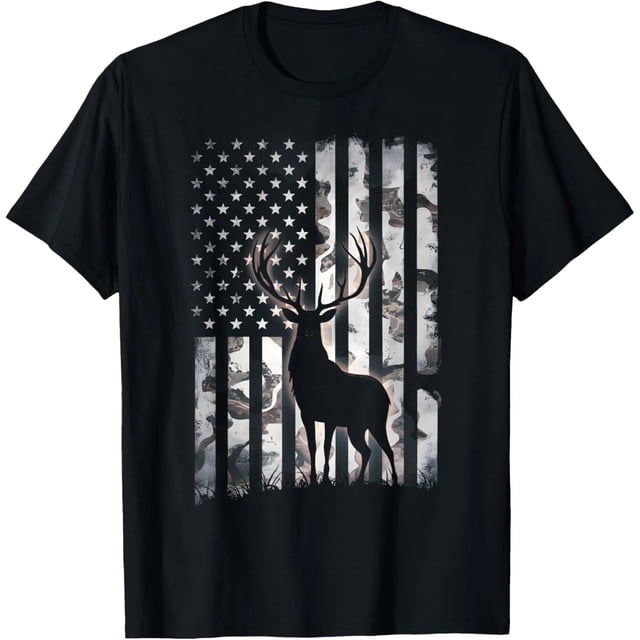 Camiseta para Mujer de Caza de Venado con Bandera Americana en Camuflaje