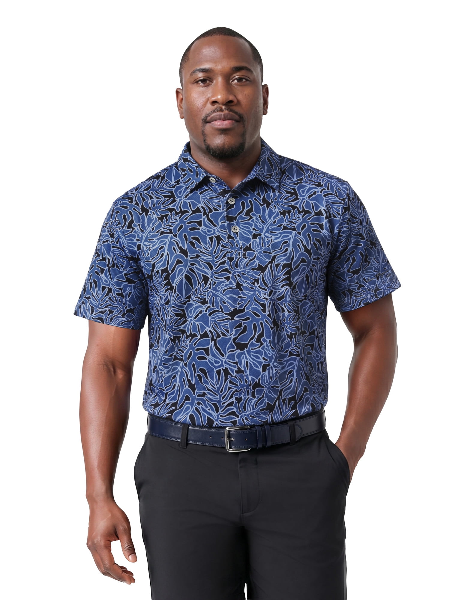 Ben Hogan Performance Men's & Big Men's Tropical Print Short Sleeve Polo Shirt, up to 5XB