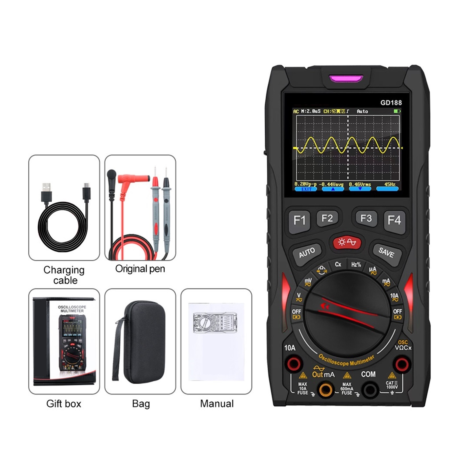 DIgital Oscilloscope Multimeter Electrician Tester Ammeter Voltmeter Current Capacitance Ohm Meter True RMS Multimetro ,Professional Designed