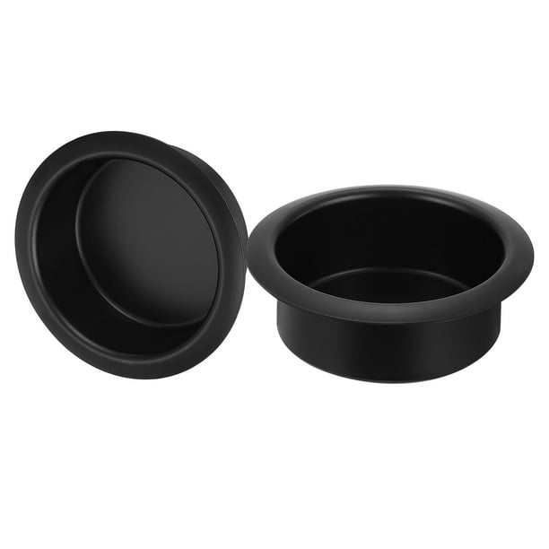 Uxcell 2 Pcs Soporte para Vaso de Aluminio, 1.34" x 4.02" Soporte para Lata de Bebida para Mesa de Póker, Negro