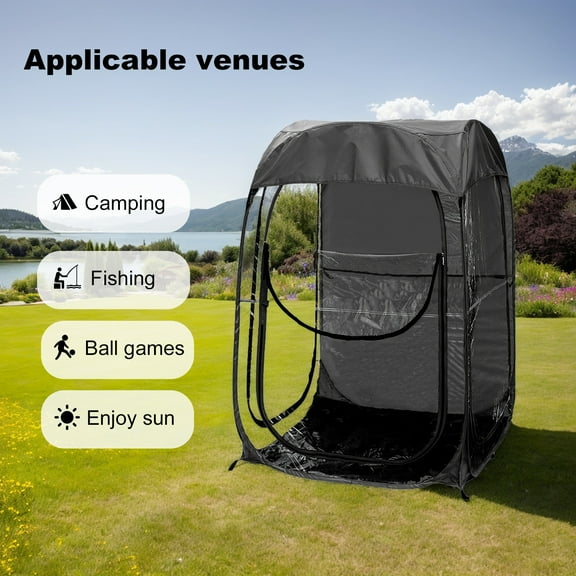Portable Pop Up Tent, Instant Setup Sports Shelter for Camping/Fishing, Wind & Rain Protection, Lightweight Compact Carry (21"), Black