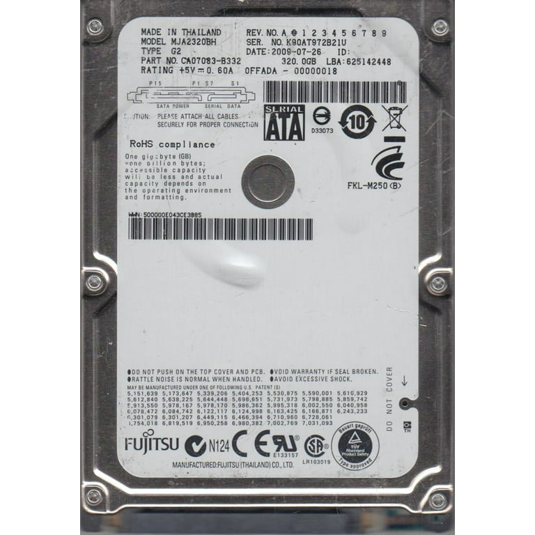 Laptop 320?GB SATAハードドライブFujitsu mja2320bh g2?ca07083-b52600?C1?514076???001 Laptop 320?GB SATAハードドライブFujitsu mja2320bh g2?ca07083