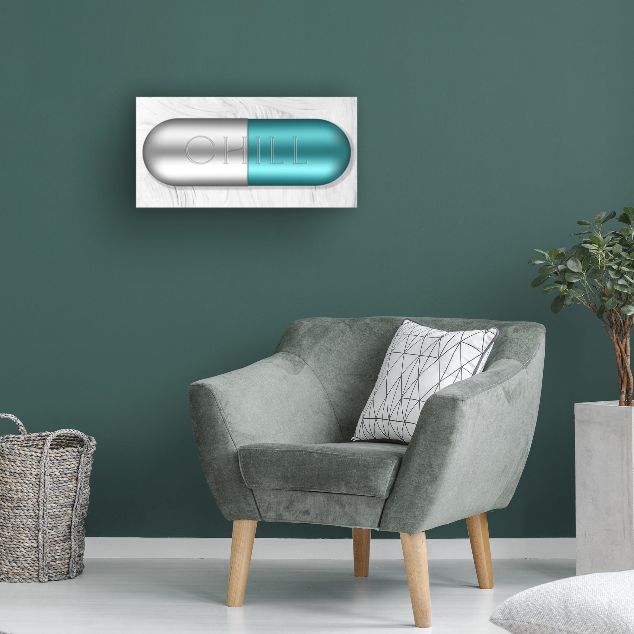 Canvas Wall Art - Sasha 'Chill Pill' Wall Art for Living Room, Bedroom, or Office Décor by Trademark Fine Art - 24 x 12 Inches