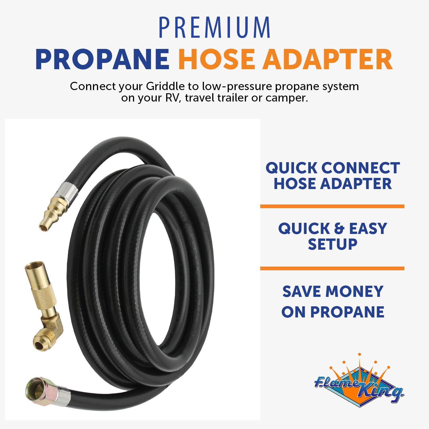 Flame King Propane 12-ft Quick Connect Hose Adapter for Blackstone & Flame King Griddle
