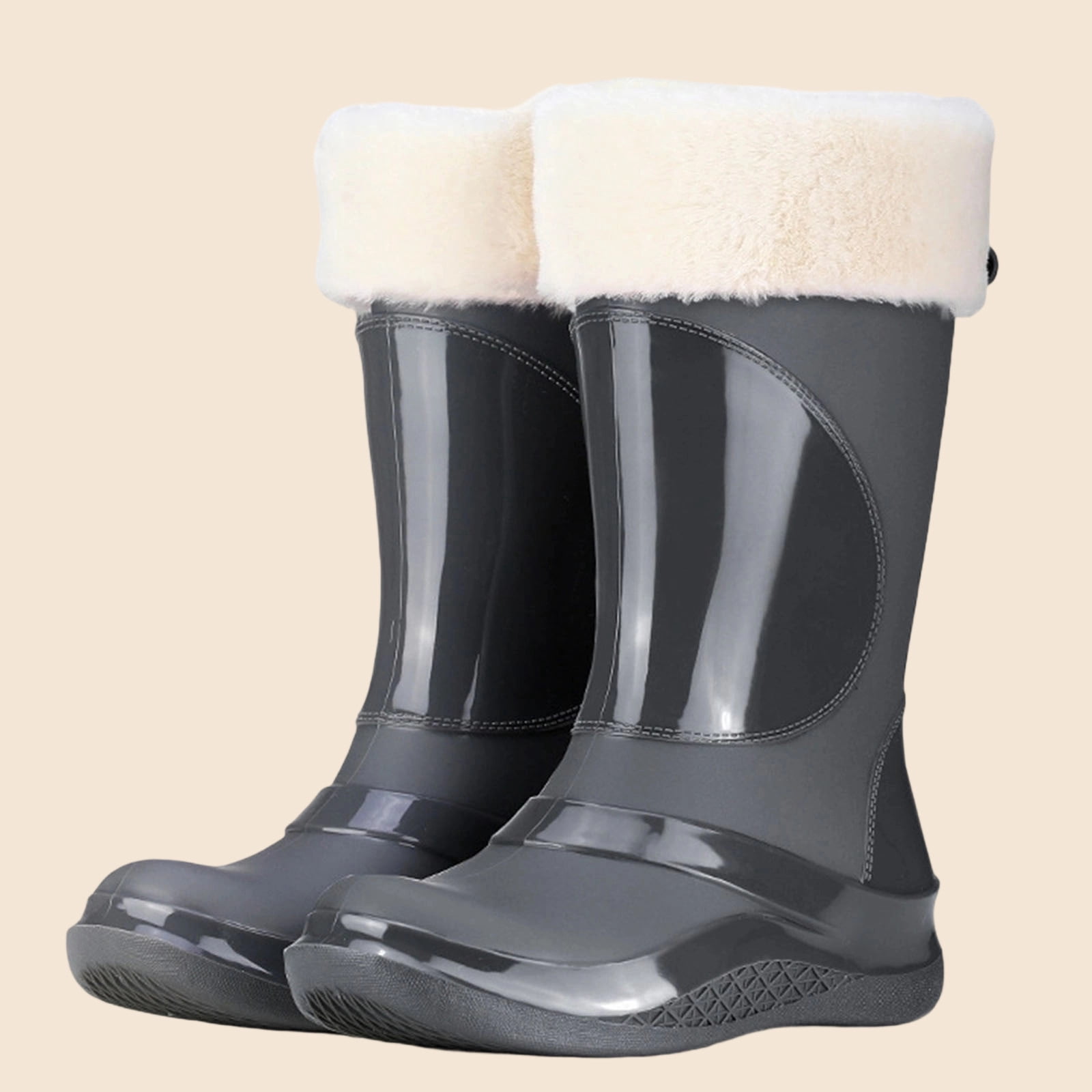 Wensltd Long Rain Boots for Women Waterproof Wide Calf Boots for Women Warm Fashion Outdoor Work Boots