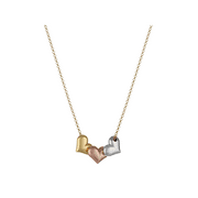 Women's Finecraft Puffed Heart Chain Necklace in 14kt Three-Tone Gold Plated Sterling Silver, 17"