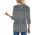 thumbnail image 5 of UVN Summer Square Neck Blouses for Women 3/4 Sleeve Shirt Ladies Dressy Casual Button Tunic Tops, 5 of 9