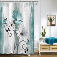 thumbnail image 3 of Rustic Farmhouse Shower Curtain, Farm Teal Daisy Floral Flowers and Butterfly on Country Wooden Shower Curtain for Bathroom, Turquoise Blue Bathroom Shower Curtains with 6PCS Hooks, 36X70IN, 3 of 6
