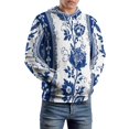 thumbnail image 5 of Blue Floral Stripe Pattern 3d Sweatshirts Hoodie Fashion Casual Personality Men's Women Street Hoodie Pullovers Long Sleeve Comfortable Top, 5 of 6