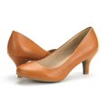 thumbnail image 3 of DREAM PAIRS Women's Bridal Wedding Party Low Heel Pump Shoes LUVLY TAN/PU Size 6.5, 3 of 6
