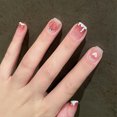 thumbnail image 5 of Press On Nails HUOGUO Midi Pink con diseño de corazón y melocotón en 3D, 5 of 5