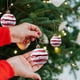 thumbnail image 5 of Christmas Ornament Balls Set | 6 Pcs Decorative Plastic Round Baubles | Red & Gold Striped Hanging Tree Pendants | Durable Smooth Finish | Indoor Outdoor Festive Decor | 2.4in Diameter, 5 of 6