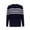 Navy Irregular Stripe, variant on Krumba Mens Plus Size Cotton Crew Neck Big Tall Long Sleeve Pullover Irregular Stripe Design Oversized Sweater 4XL