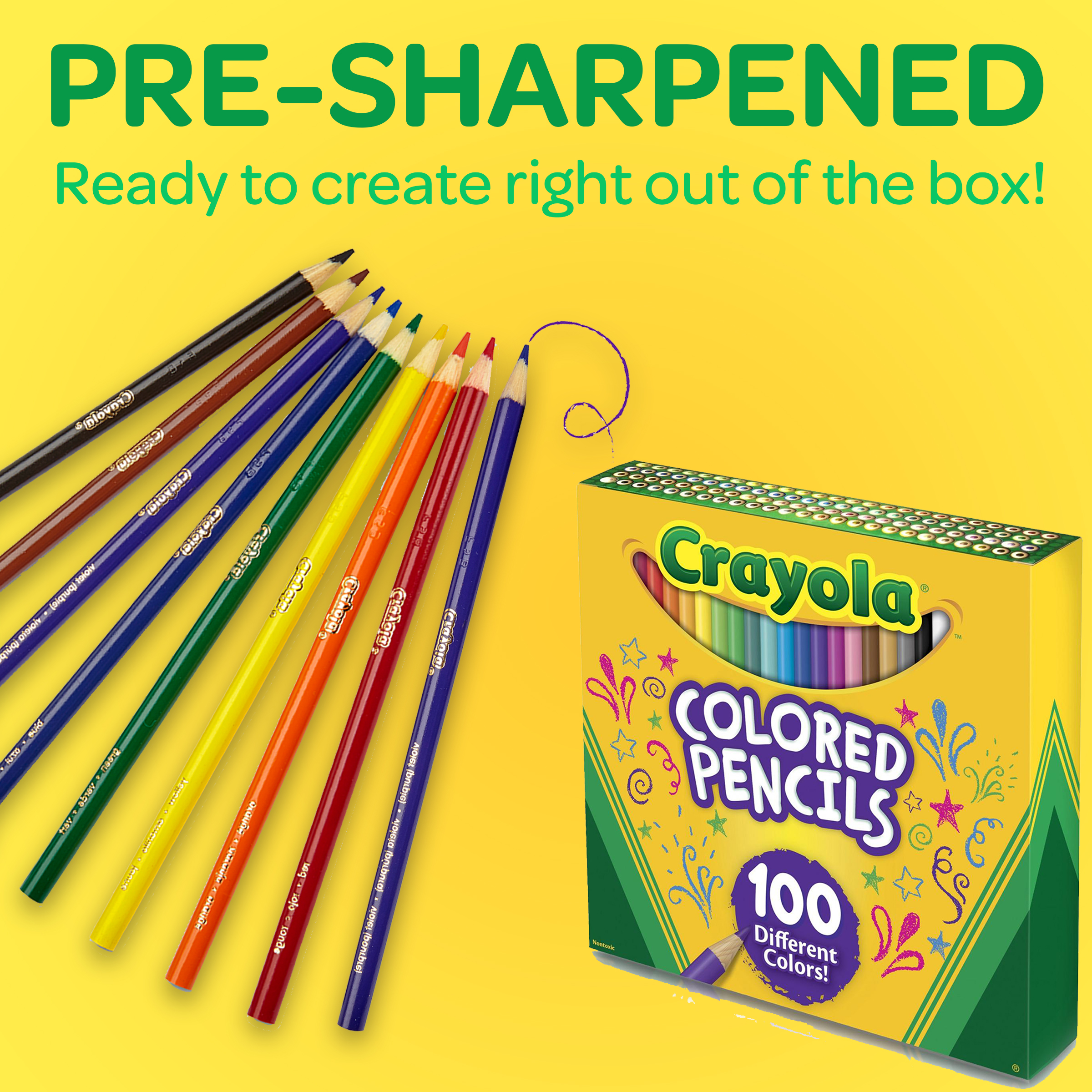 Lápices de colores Crayola, 100 piezas, útiles escolares de regreso a clases, lápices para colorear para adultos, esenciales para el aula de arte, regalo para colorear para maestros y niños, edades 5+ 2