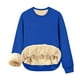 thumbnail image 1 of Qucoqpe - Camiseta de manga larga con cuello redondo para mujer, sudadera cálida de invierno con forro polar, blusa informal de color liso, blusas, tops, azul, talla 3XL, 1 of 8