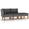 thumbnail image 1 of vidaXL 3 Piece Garden Lounge Set Poly Rattan and Solid Eucalyptus Wood, 1 of 5