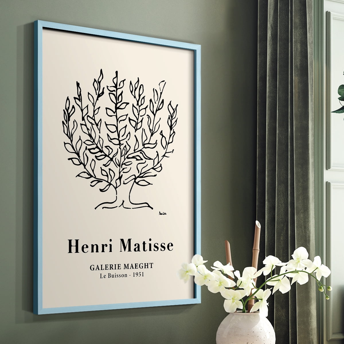 Matisse CXLVIII Framed Print in Blue Solid Wood 8 x 10 Framed Print