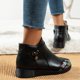 thumbnail image 4 of NECHOLOGY Botas Mujer Zapatos Botines de mujer Moda Otoño Invierno Mujer Botines Tacón bajo Punta redonda Estampado Colorblock High Top Felpa Cálido Cremallera lateral Estilo informal (Black, 7.5), 4 of 7
