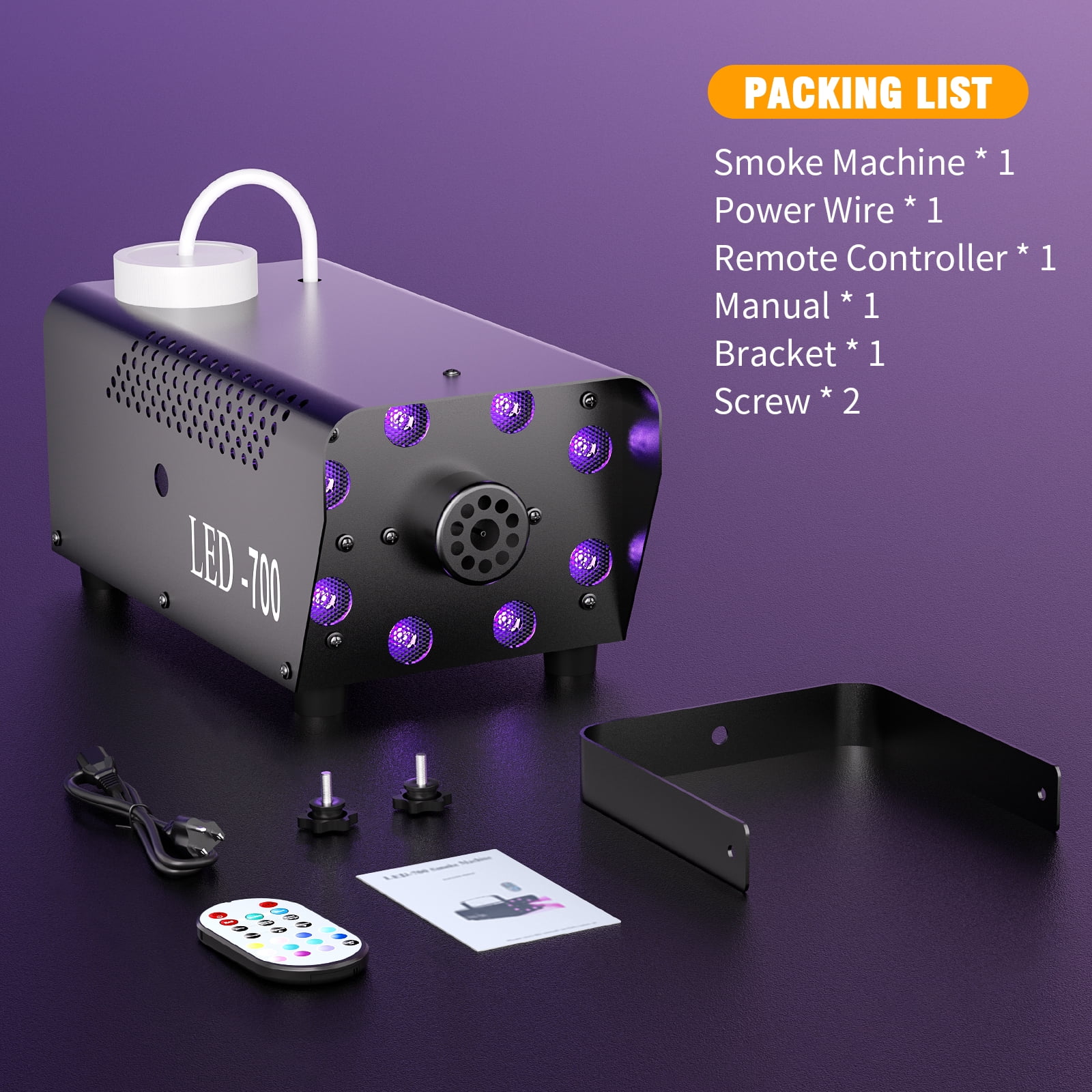 700W Fog Machine with 15 Colorful LED Lights Effect, 3000CFM, Remote Control - for Weddings, Halloween, Parties & Stage Shows