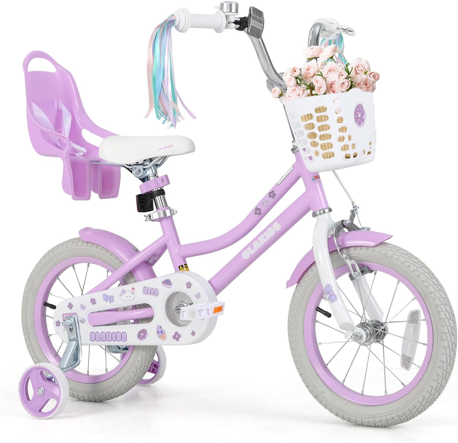 OLAKIDS 16 Inch Toddlers Bike with Training Wheels Doll Seat