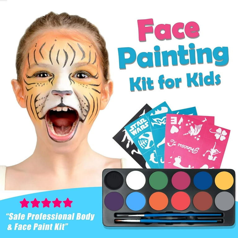 Maydear Face Painting Kit for Kids with 12 Colors Safe and Non-Toxic Large  Water Based Face Paint (Matte) 
