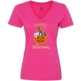 thumbnail image 3 of Inktastic Happy Halloween Kittens in Pumpkin Women's V-Neck T-Shirt, 3 of 5