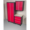 Coleman 3pc Garage Cabinet Set with 3-Drawer Base Unit, Red