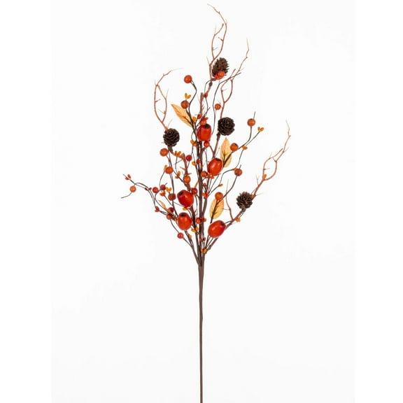 Vickerman 28" Orange Fall Artificial Pods, Berries, and Pinecone Spray, 2 per bag