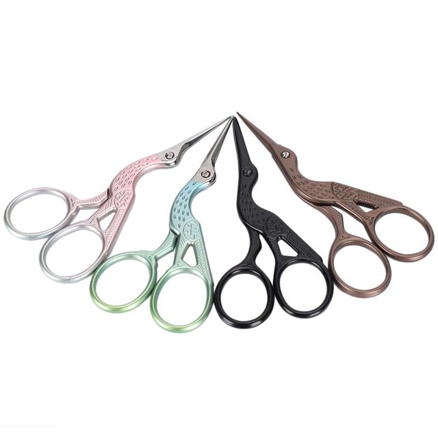 Tijeras de cigüeña con forja en caliente, color dorado y plateado, tamaño compacto, ligeras, para bordado, punto de cruz y uso diario.