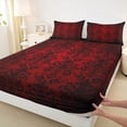 thumbnail image 3 of Feelyou Mystic Western Damask Queen Sheet Sets for Women, Black Red Mandala Flower Flat Sheet, Vintage Bohemian Queen Fitted Sheet, Microfiber Bedroom Decor, 4 Pieces, 3 of 7