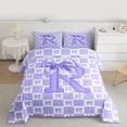 thumbnail image 2 of jejeloiu Purple Personalized Gifts Twin Comforter Sets,First Letter R Bedding Set For Bows Lover Reversible 2pcs, 2 of 8