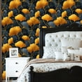 thumbnail image 6 of Peel and Stick Wallpaper Metallic Gold Ginkgo Leaves Vines Matte Charcoal Wall Mural 23.6in x 9.8ft Self Adhesive Removable Wall Paper Renter Friendly Wallpaper for Nursery Bedroom Cabinets, 6 of 8