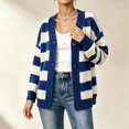 thumbnail image 5 of yillto Women Cardigan V Neck Button down Striped Sweater Knit Long Sleeve Loose Cardigans S-XXXL, 5 of 7