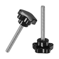 Uxcell 2-Pack Star Clamping Knobs, M6x50mm Male Thread Hand Tightening Screw, Machine Handle Replacement [Stainless Steel, Black]
