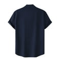 thumbnail image 5 of Zylanna Men's Button Polo Shirts Tee, Solid Color Stand-up Collar Summer Short Sleeve Casual Pullover for Men Dark Blue Size M, 5 of 6