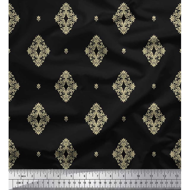 Soimoi Tissu en Velours Filigrane Imprimé Damas au Mètre 58 Pouces de Large