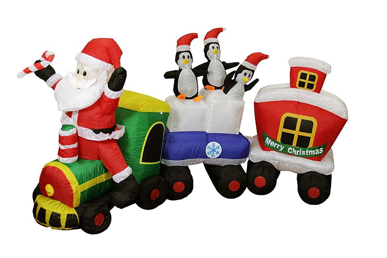 82 Inflatable Lighted Santa Express Train Christmas Outdoor Decoration