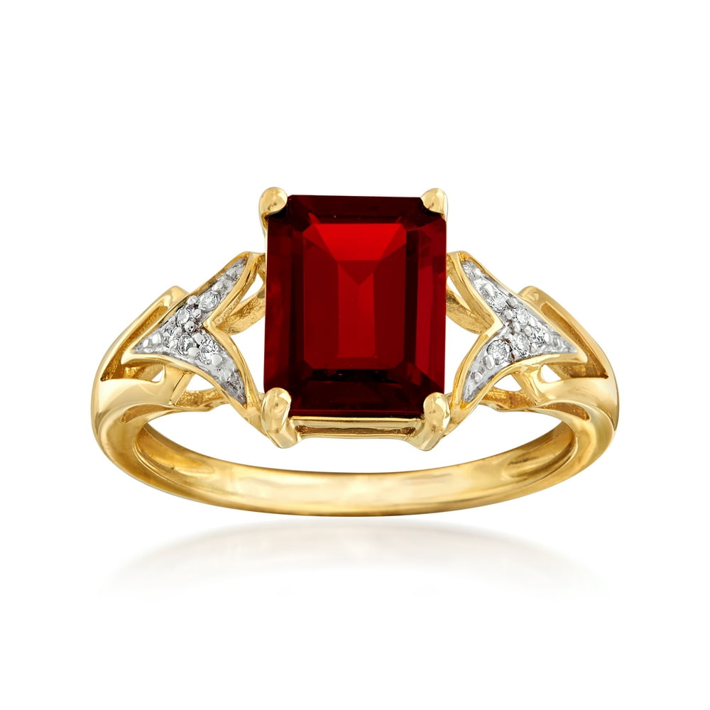 Ross-Simons - Ross-Simons 2.20 Carat Emerald-Cut Garnet Ring With ...