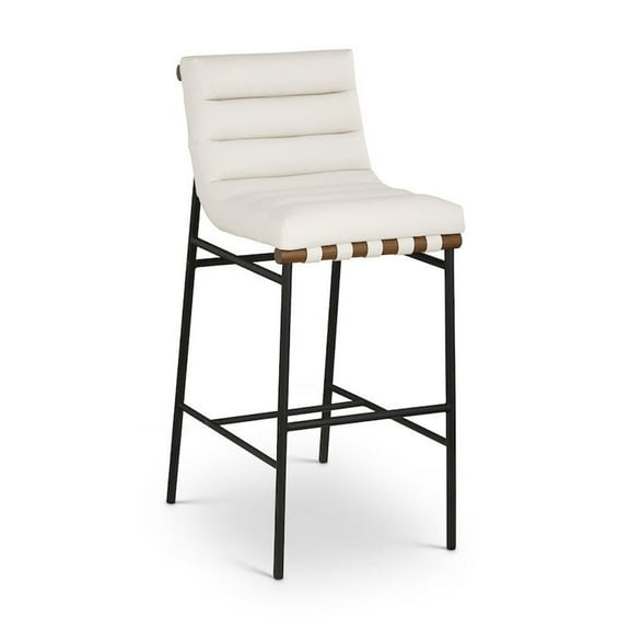 Meridian Furniture Burke Cream Vegan Leather Bar Stool