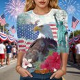 thumbnail image 2 of GEWSEY 4Th of July Shirts Women 3/4 Sleeve Crewneck Cute Shirts Casual Print T Shirt (Blue, XL), 2 of 8