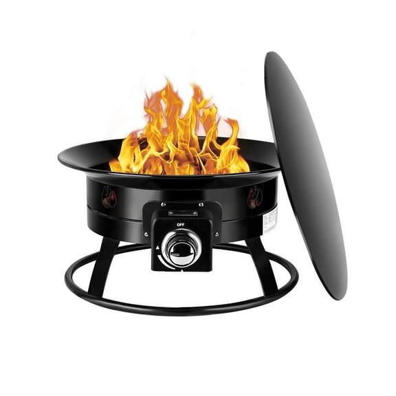 Camplux 19" Portable Propane Gas Fire Pit, Outdoor Fire Bowl, Auto-Ignition