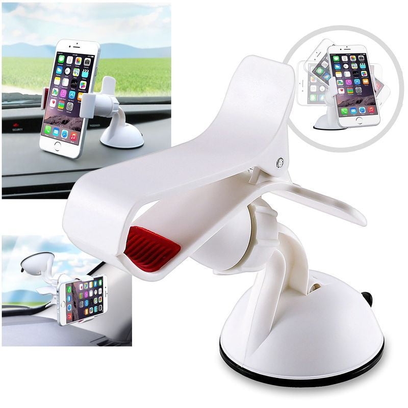 CableVantage White Car Holder 360°Rotating Windshield Mount Bracket