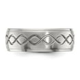 thumbnail image 3 of Chisel Stainless Steel Brushed and Polished Scroll Design 8mm Ridged Edge Band, 3 of 6