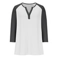 thumbnail image 4 of SERTG Girls Color Block Casual Top with Button V-Neck 3/4 Sleeve Spring Summer Fashion Blouse Everyday Wear for Kids(Dark Gray#2,7 Years), 4 of 6