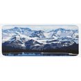 thumbnail image 1 of Scenery Kitchen Mat, Cartoon Like Mountain with Snow Landscape with Lake Reflection Art, Plush Decorative Kitchen Mat with Non Slip Backing, 47" X 19", Blue Grey Dark Blue, by Ambesonne, 1 of 1