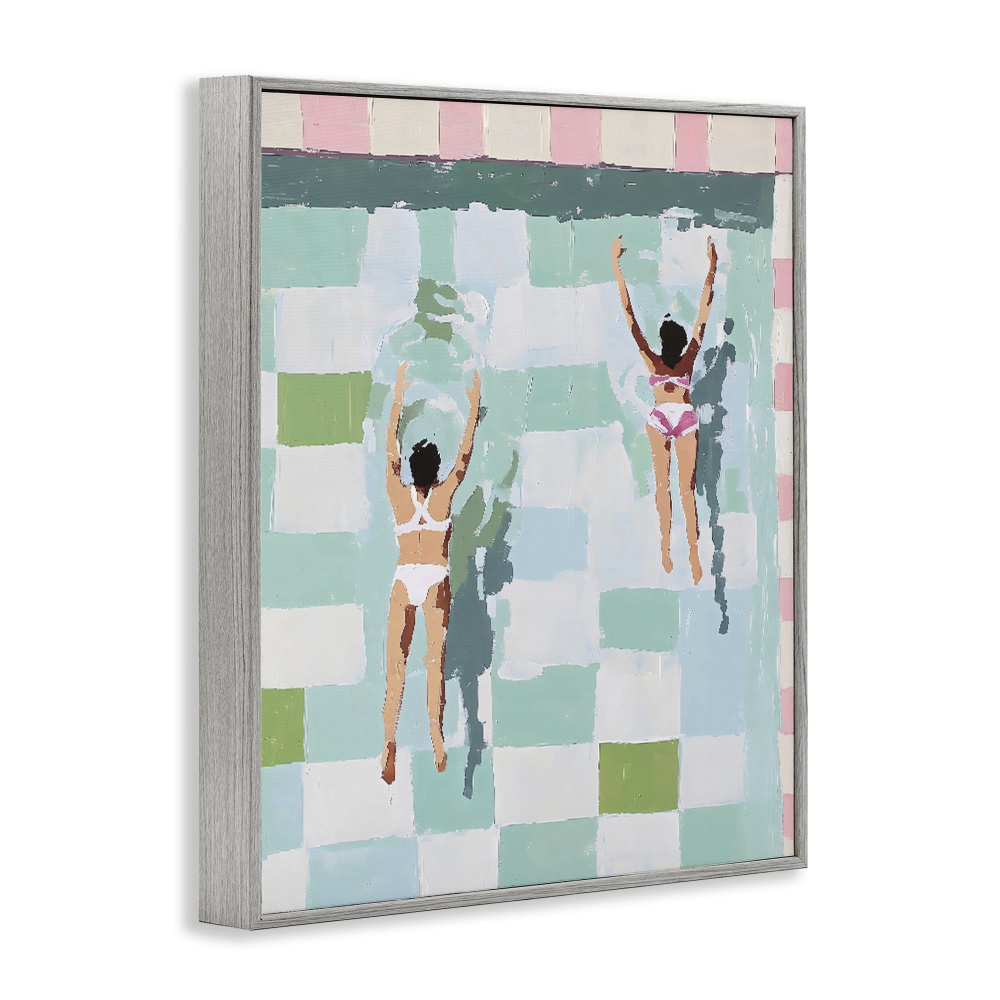 Stupell Industries Twin Swimmers in Pool Gray Framed Giclee Art, design by The Prints Vibe