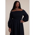 thumbnail image 3 of ELOQUII Women's Plus Size Long Sleeve Smocked Maxi Dress, 3 of 6