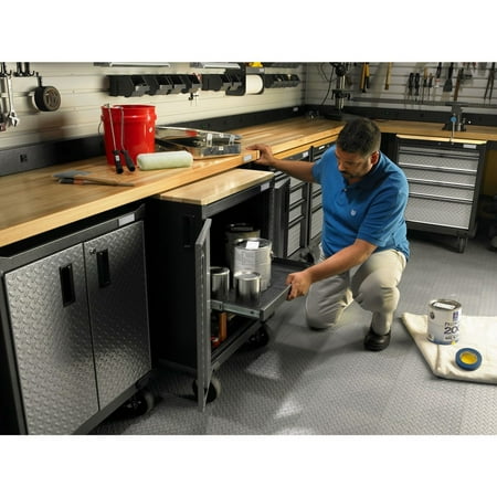 Gladiator - 8' Adjustable Height Hardwood Workbench - Hammered Granite