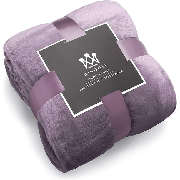 HTOOQ Flannel Fleece Microfiber Throw Blanket, Luxury Lavender Purple