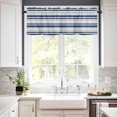 thumbnail image 3 of Light Purple Stripes Kitchen Curtains, Modern Minimalist Horizontal Lines 3-Piece Kitchen Curtain Valance and Tiers Set 24 Inch Length, Rod Pocket Half Window Curtains for Cafe Living Room Bathroom, 3 of 6